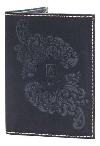 Porta Pasaporte De Piel Con Detalles Grabados Tipo Cincelado Color Negro Diseño De La Tela Porta Pasaporte Grabado