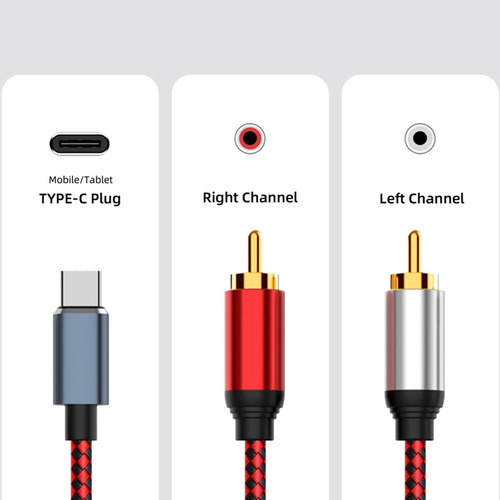 Cable De Audio Usb C A 2 Rca Y7queenly-c Macho A 2 Rca Macho