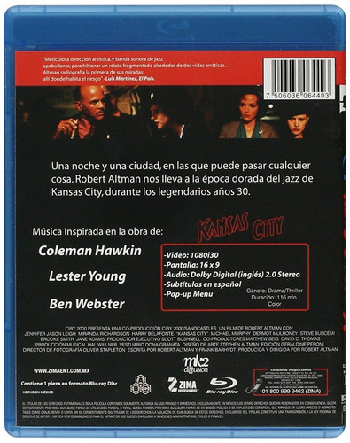 Imagen 2 de 3 de Kansas City Robert Altman Pelicula Blu-ray