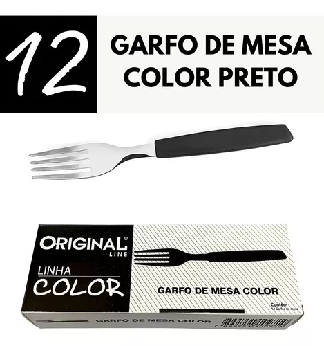 Garfo De Mesa Inox Color Preto