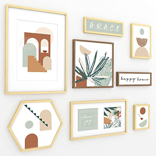 Artbyhannah 8 Pack Abstract Gallery Wall Frame Set Con Plant