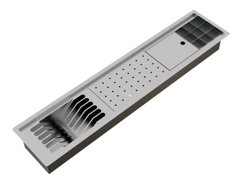 Calha Úmida Embutida Canal Equipado Inox Escorredor Louça