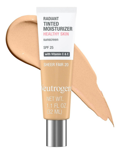 Base de maquillaje líquida Neutrogena neutrogena Radiant Tinted Moisturizer tono sheer fair 20 - 32L 31.185g