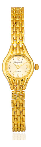 Relógio Dourado Feminino De Pulso Quartz Luxo Mini Pequeno