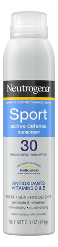 Neutrogena Sport Active Defense Con Aerosol De Pantalla Solar De Amplio Espectro Spf 30, Spray Con Protector Solar Spf 30 Para Actividades Al Aire Libre