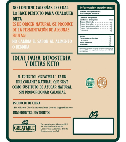 Eritritol + Goma Xantana + Psyllium Husk Keto 500 Gramos C/u