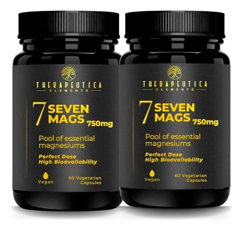 Kit 2 7 Magnésios 750mg Premium 60 Cáps (vegan) Therapeutica Sem Sabor