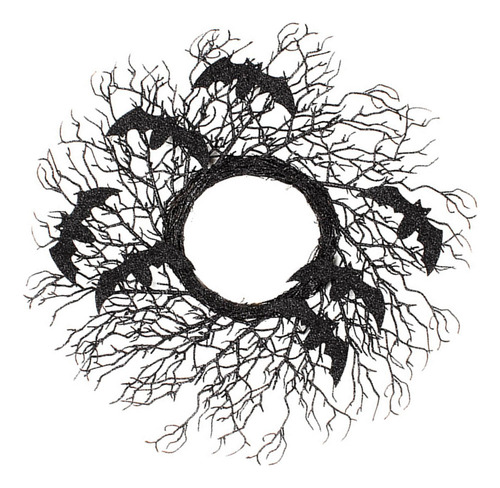 Corona Negra De Halloween Con Murciélagos For Decoración De