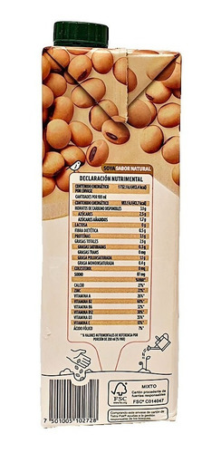 Imagen 2 de 3 de Leche De Soya Ades Sabor Natural Líquida 2 Piezas Litro