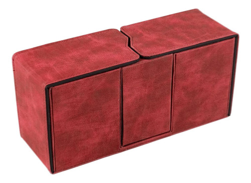 Cuero De La Pu 200 Tarjetas Deck Box Compartimento Rojo