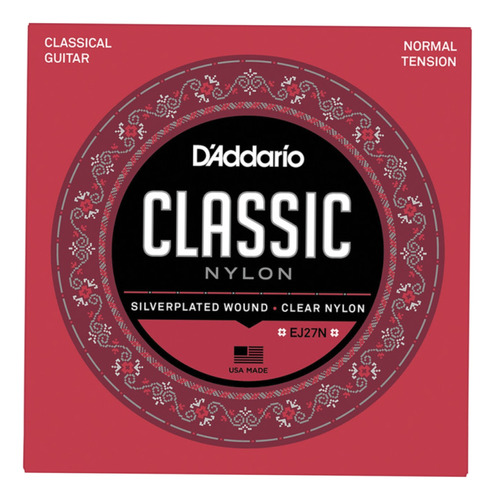 Cuerdas Para Guitarra Clásica D'addario Ej27n Normal 28-43