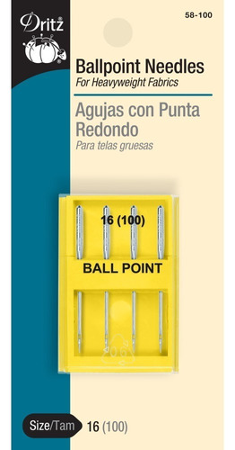 Agujas Punta De Bola Dritz® Para Máquina De Coser Color 16 (100) Punta De Bola