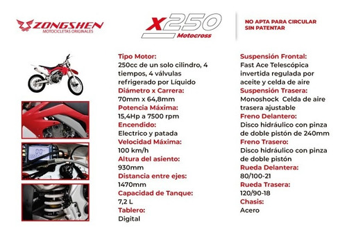 Moto X250 Motocross Enduro 250 Cx Honda Competición