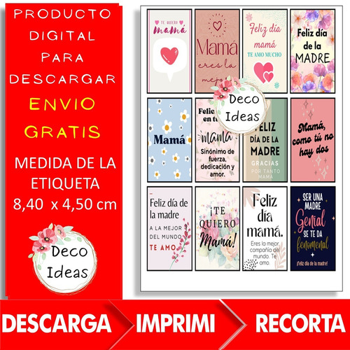 Imagen 2 de 4 de Tarjetas Para Mamá Imprimible N°3 En Pdf Ideal Emprendedores