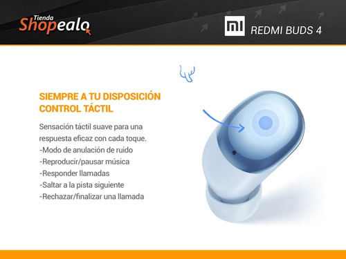 Imagen 7 de 10 de Auriculares In-ear Bluetooth Xiaomi Redmi Buds 4 Celeste -*