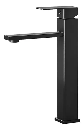 comprar Llave Monomando Vanitorio Cuadrado Negro Alto - Acero Inox.