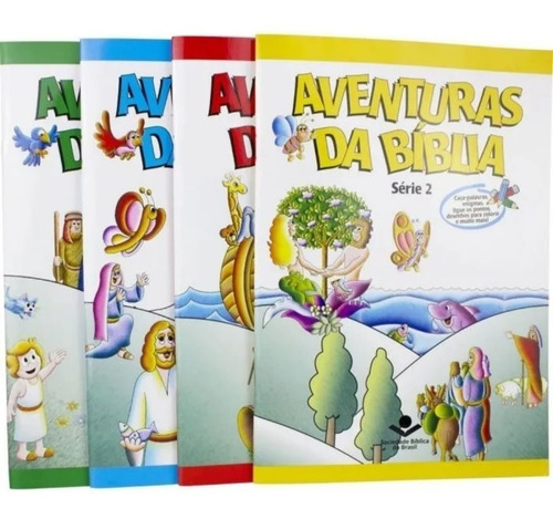 Kit 4 Livros Aventuras Da Bíblia Com Desenhos Para Colorir