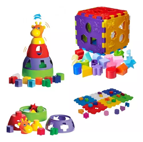 Cubo didático jogo de encaixe as peças bebê 1 ano infantil educativo  brinquedo