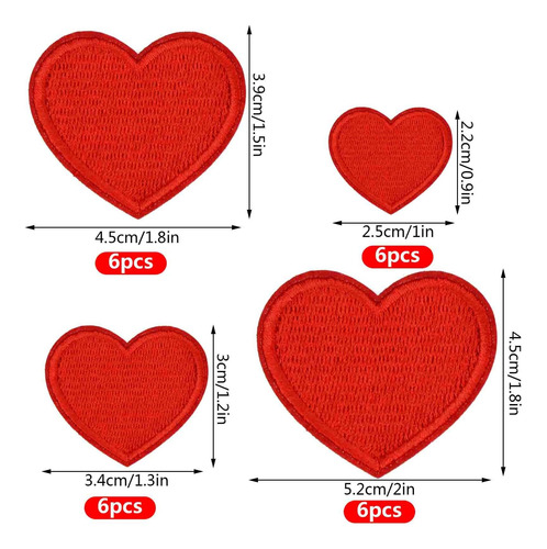 Lystaii 24 Piezas Parches Termoadhesivos En Forma De Corazón