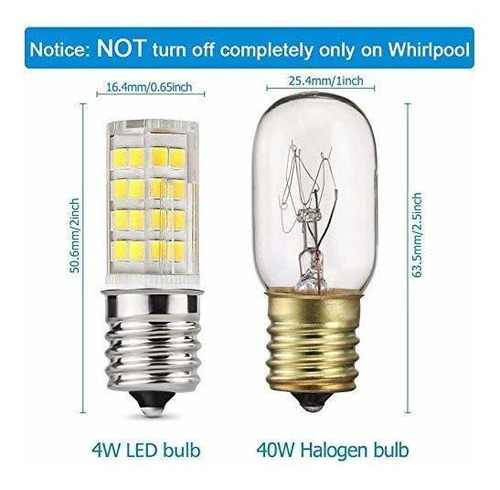 Imagen 6 de 6 de Bombilla Led Para Horno Microonda Whirlpool Equivalente