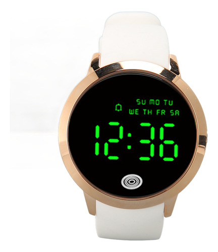 Reloj Digital Redondo A Color Blanco Para Hombre, Resistente