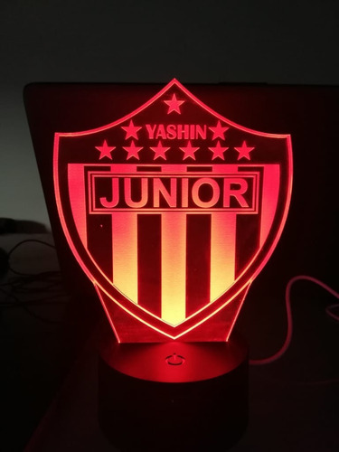 Escudo Junior De Barranquilla 9 Estrellas Lampara Led Negra | Envío gratis