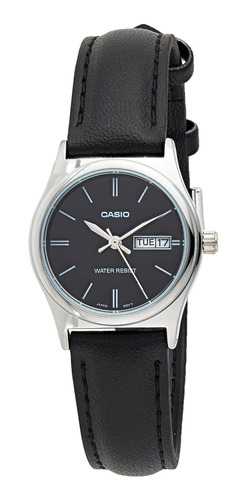 Reloj Mujer Casio Ltp-v006l-1 Cuarzo Pulso Negro En Cuero