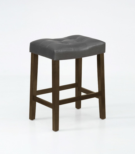 Imagen 2 de 4 de Banco Para Barra O Cocina, Patas De Madera, Gris