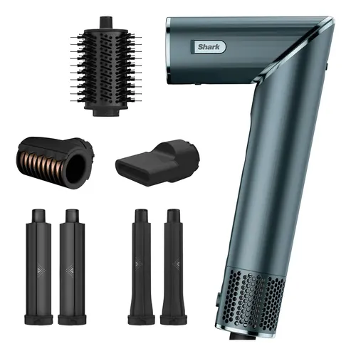 Secador e Modelador Shark FlexStyle Teal 7 em 1 Edição Limitada, Seca, Alinha, Dá Volume, Cria ondas, Cachos Soltos, Cachos Definidos, Finaliza, FrizzFighter, Nécessaire e Presilhas, 1.600 W,