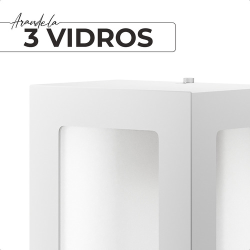 19 Arandela 3 Vidros Retangular Alumínio Muro Parede Externa