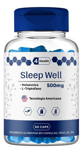 Melatonina 0,21mg +  Triptofano 500mg  Sleep Well - 4 Health
