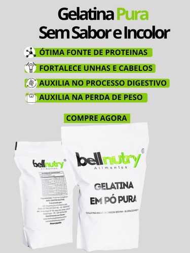 Gelatina Colageno Pura Sem Sabor Bovina 500g Bellnutry