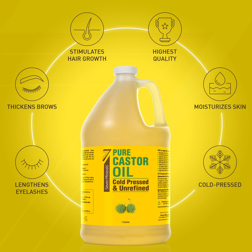 Aceite De Ricino Seven Minerals, 1 Galón, 100% Puro, Prensad