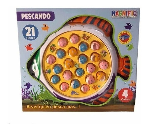 Juego De Pescas Pescando Con 21 Peces Y 4 Cañas Magnific