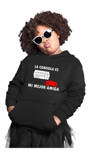 Sudadera Negra De Niña Gamer La Consola Es Mi Mejor Amiga