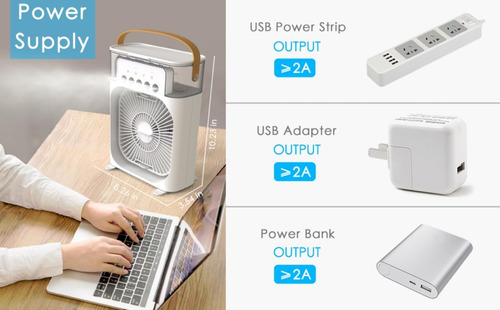 Mini Aire Acondicionado Portátil 3 Velocidades Escritorio 20 Cm Blanco Blanco Plástico 4