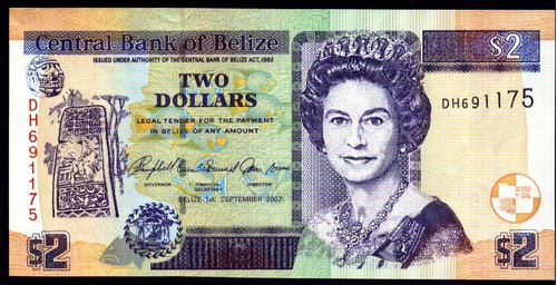 Billete De Belize 2 Dolares