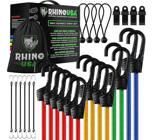 Rhino Usa Cuerdas Elásticas Con Ganchos - 28 Piezas