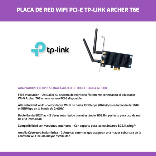 Imagen 4 de 10 de Placa De Red Wifi Pci-e Tp-link Archer T6e