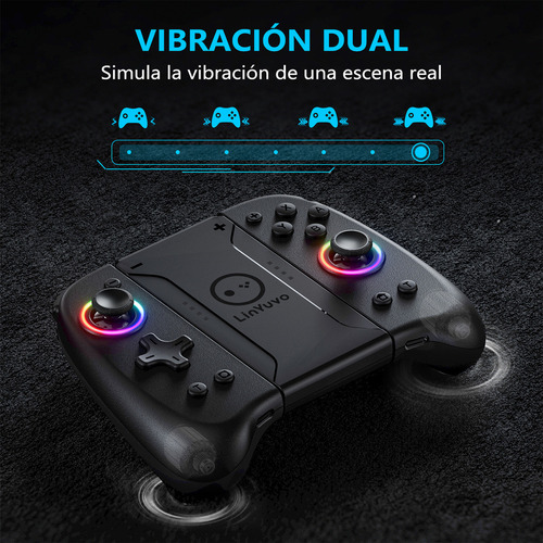 Control Joystick Con Luz Rgb Para Switch Modelos Color Negro