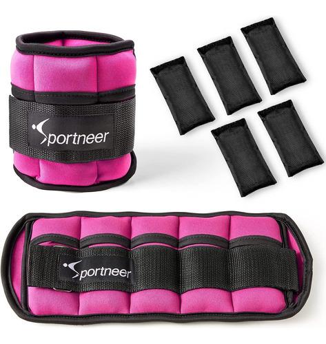 Tobilleras Deportivas Con Peso Ajustable Hasta 5 Lb Rosa Rosa
