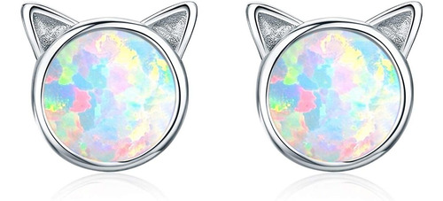 Cat Earrings,opal Earrings 18k Gold Plated Sterling Silver O