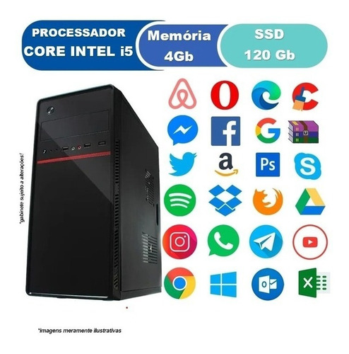 Cpu Computador Completo I5 4gb Ssd 120gb Monitor 19'' Hdmi