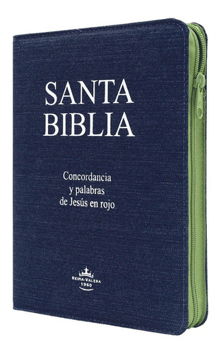 Imagen 1 de 10 de Biblia Letra Grande Rvr-1960 Con Índice Jeans Cierre Verde