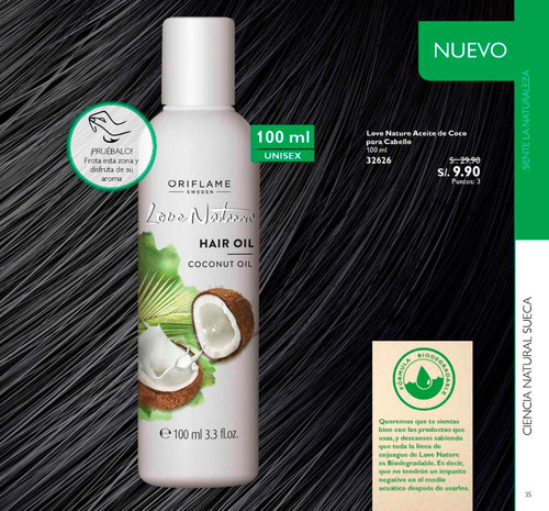 Aceite De Coco Para Cabello Seco 100ml Oriflame