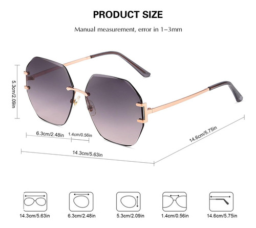 Vanolu Gafas De Sol Hexagonales Ovaladas Vintage Con Efecto