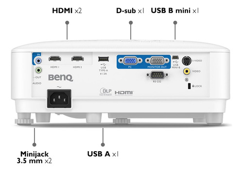 Proyector Empresarial 4000 Lúmenes Dlp Svga Con 2 Hdmi Vga