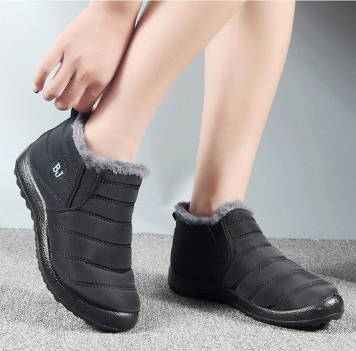 Zapatos De Algodón Botas De Nieve Invierno Terciopelo Grueso