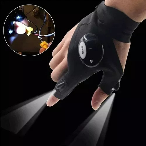 Guante Con Linterna Luz Led Camping Pesca Trabajo Pilas X2 ©