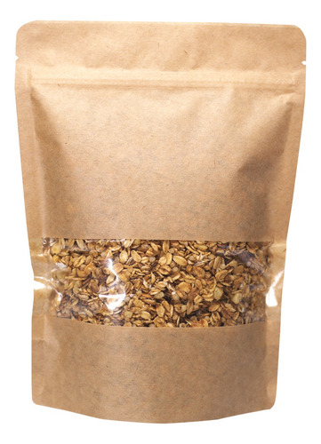 50 Saquinhos Stand Up Pouch 17x23,5 Kraft C/ Visor Fecho Zip